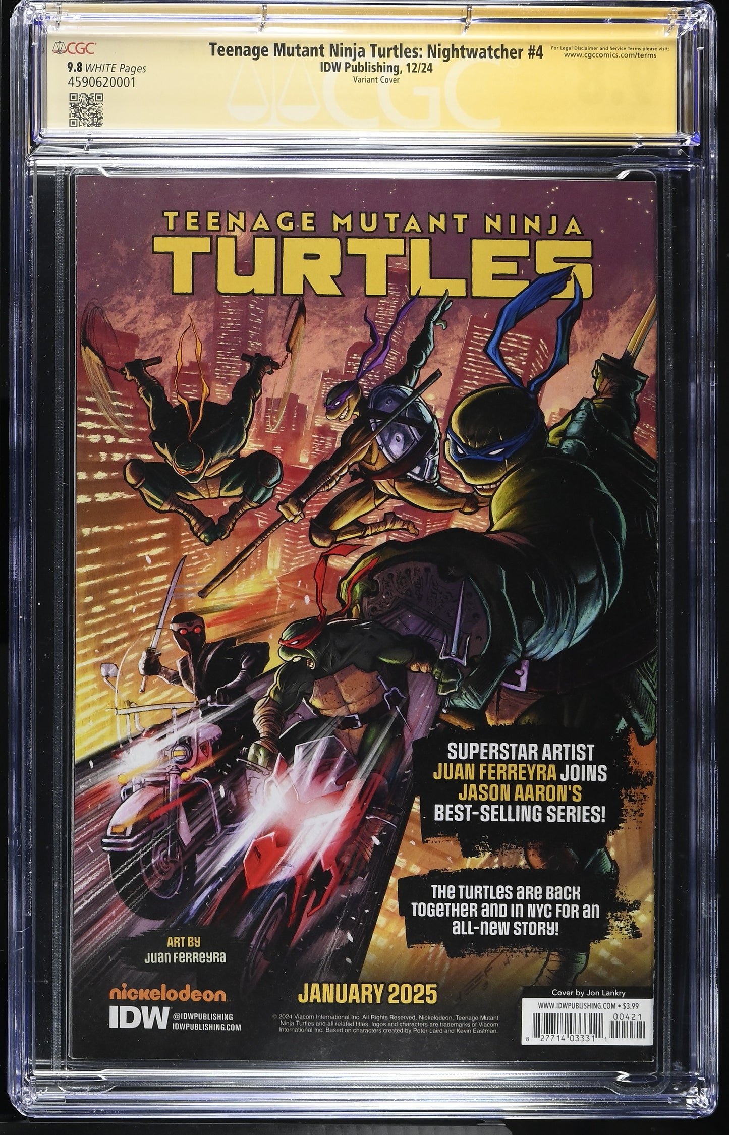 Teenage Mutant Ninja Turtles: Nightwatcher #4 Variant 90's Movie Cast Signed By Pais, Rist, Tochi & Eastman CGC SS 9.8