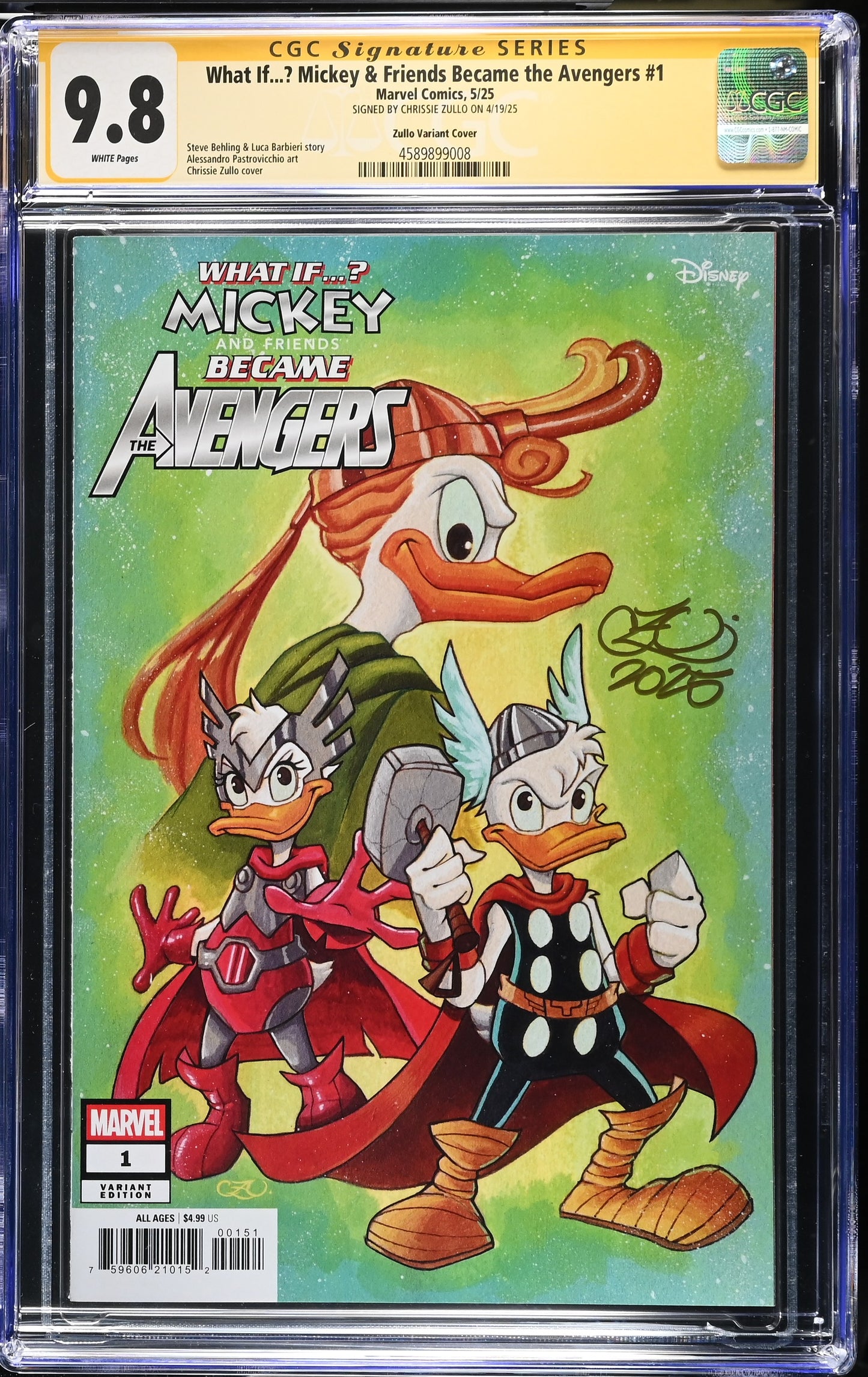 What if..? Mickey & Friends Became the Avengers #1 Chrissie Zullo Variant Signed CGC 9.8 SS