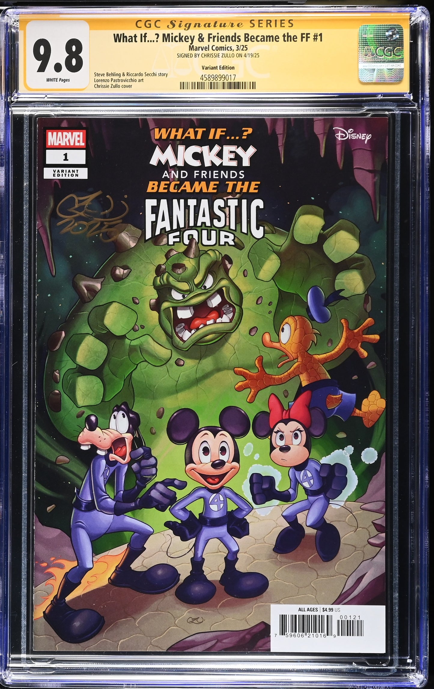 What if..? Mickey & Friends Became the Fantastic Four #1 Chrissie Zullo Variant Signed CGC 9.8 SS