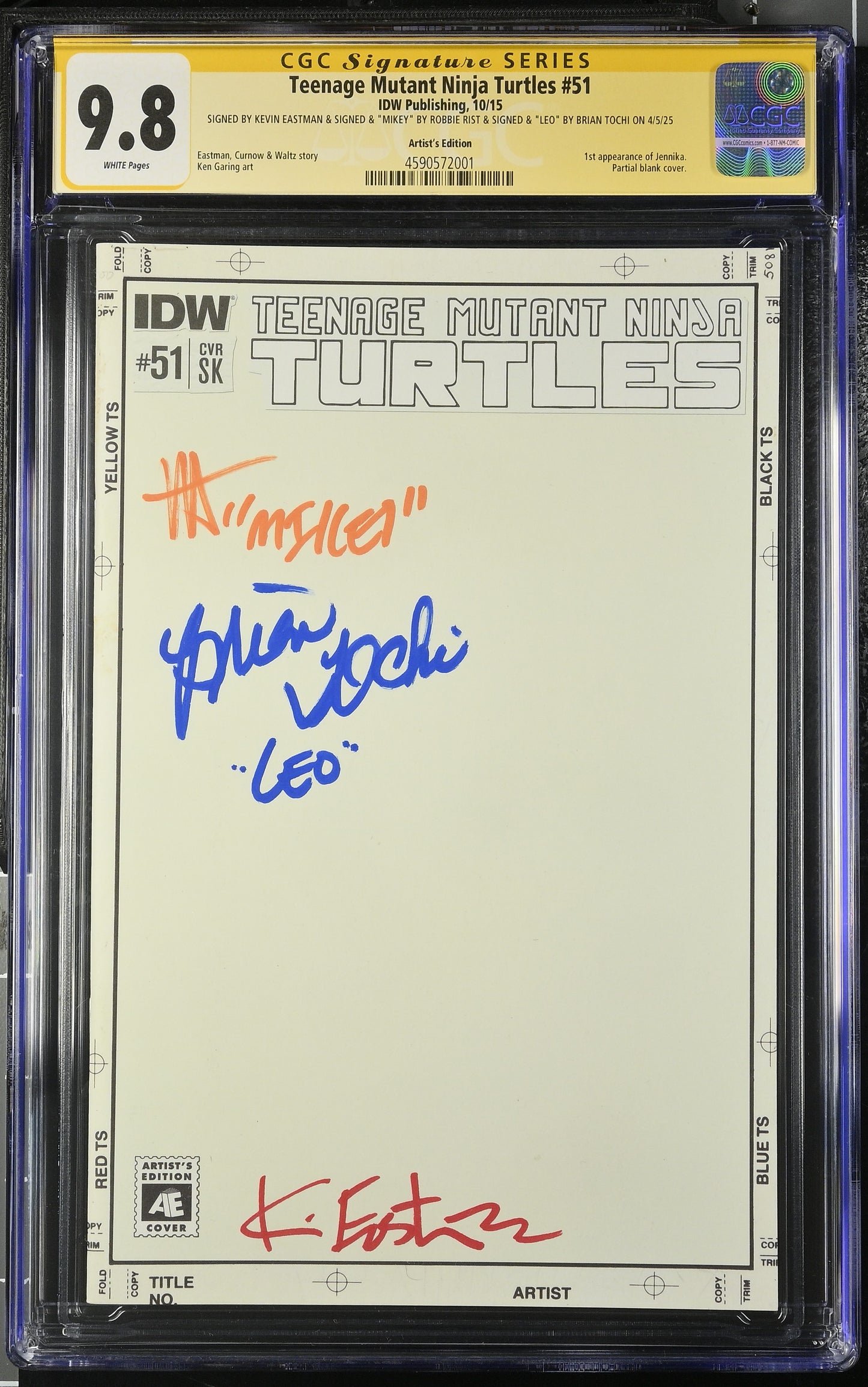 Teenage Mutant Ninja Turtles #51 Artist Edition 90's Movie Cast Signed By Rist, Tochi & Eastman CGC SS 9.8