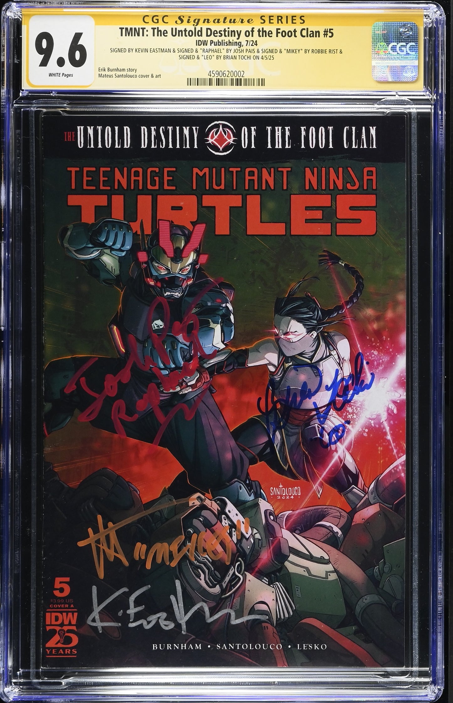 TMNT: The Legend of the Foot Clan #5 Variant 90's Movie Cast Signed By Pais, Rist, Tochi & Eastman CGC SS 9.6