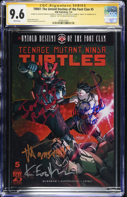 TMNT: The Legend of the Foot Clan #5 Variant 90's Movie Cast Signed By Pais, Rist, Tochi & Eastman CGC SS 9.6