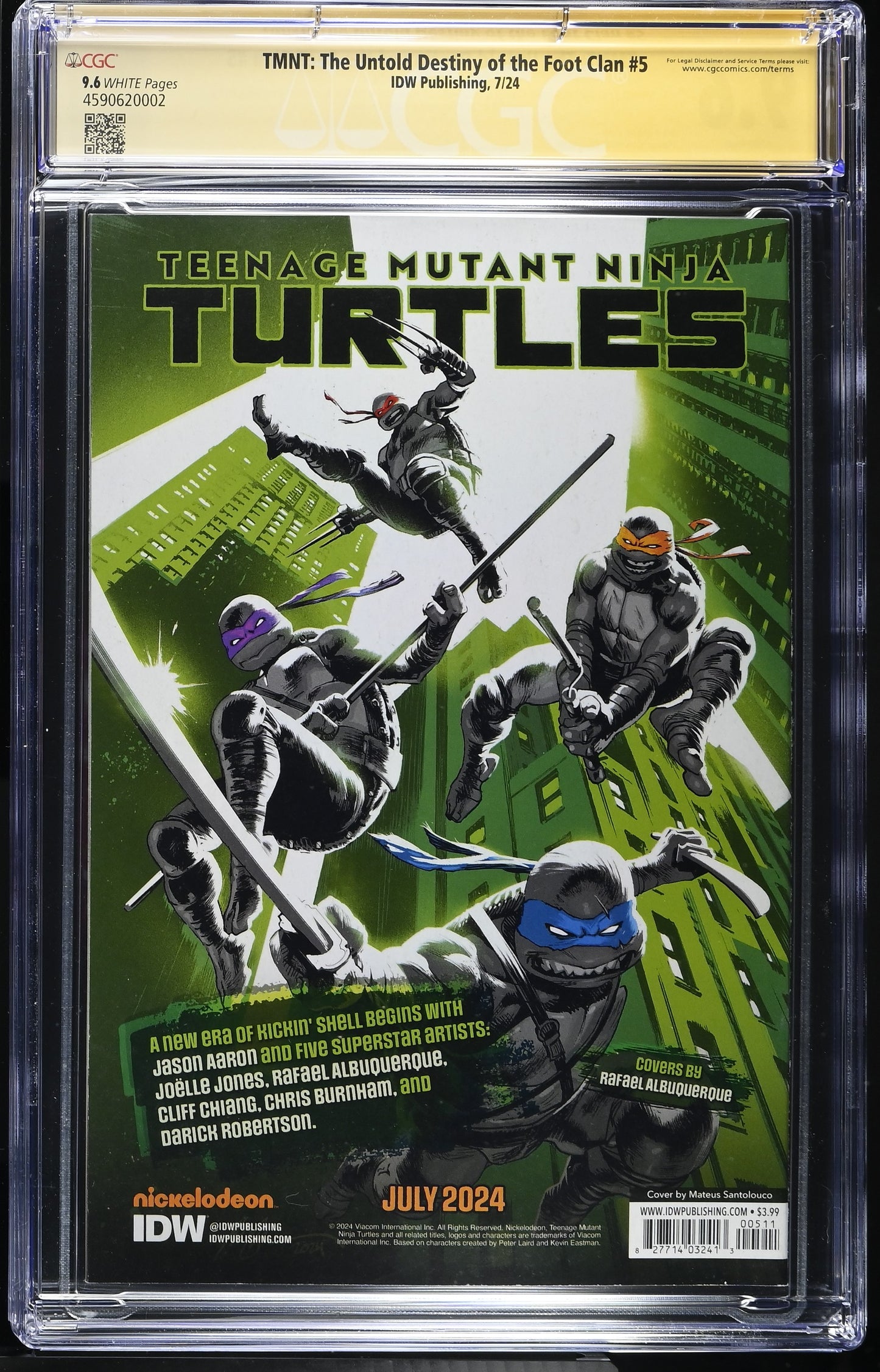 TMNT: The Legend of the Foot Clan #5 Variant 90's Movie Cast Signed By Pais, Rist, Tochi & Eastman CGC SS 9.6