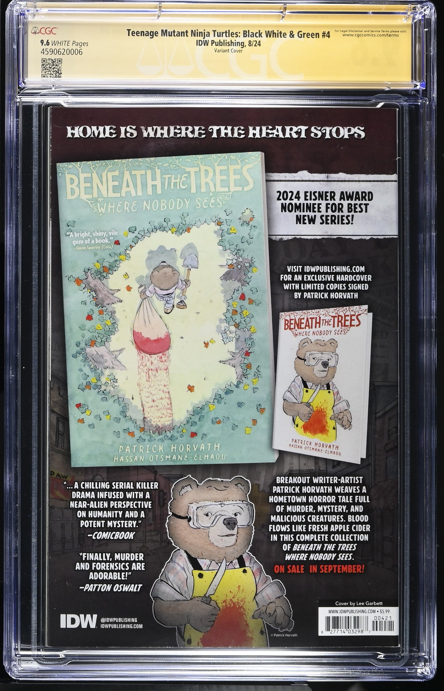 Teenage Mutant Ninja Turtles: Black White & Green #4 Variant 90's Movie Cast Signed By Pais, Rist, Tochi & Eastman CGC SS 9.6