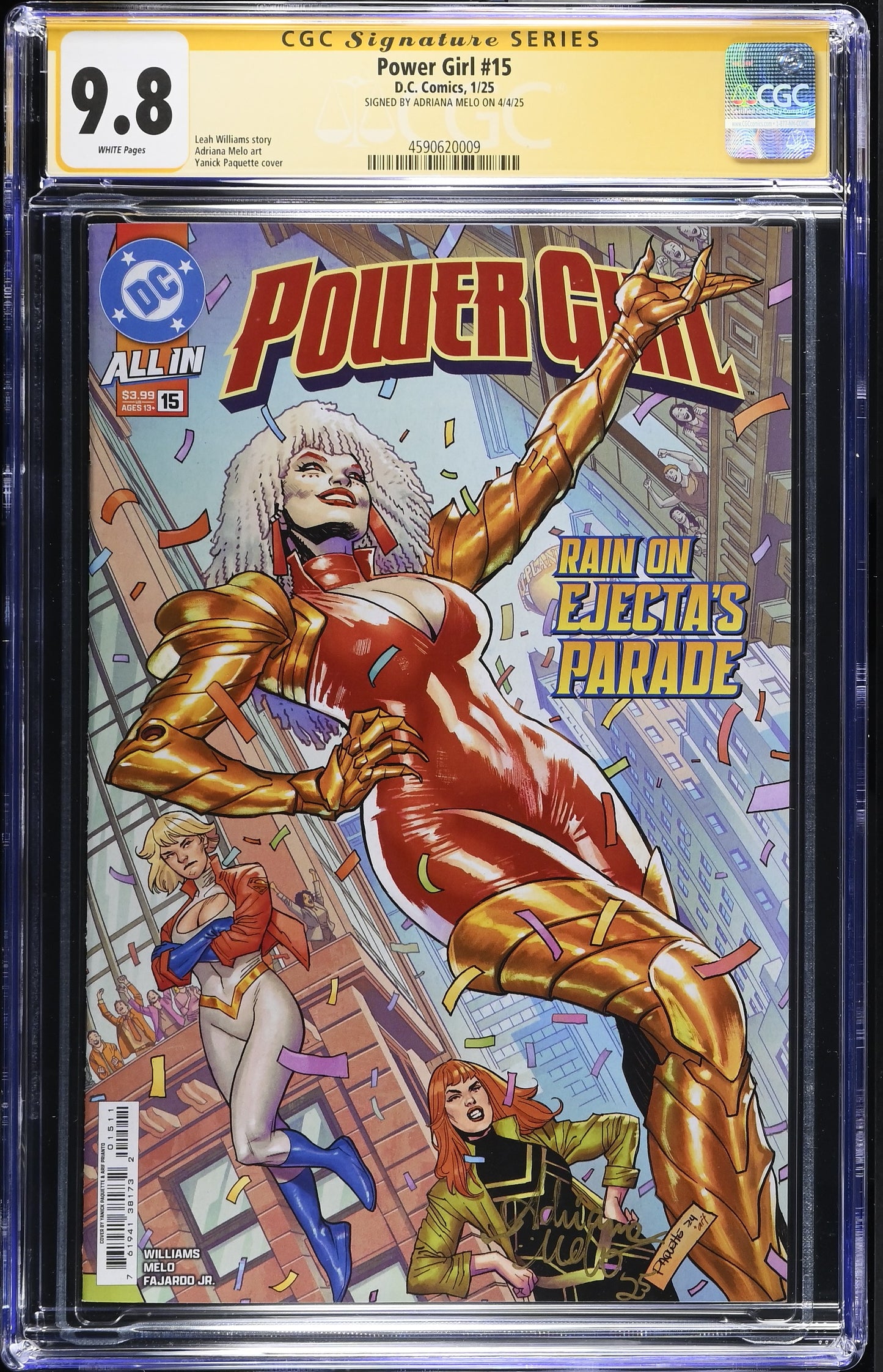 Power Girl #15 Adriana Mello Signed CGC SS 9.8