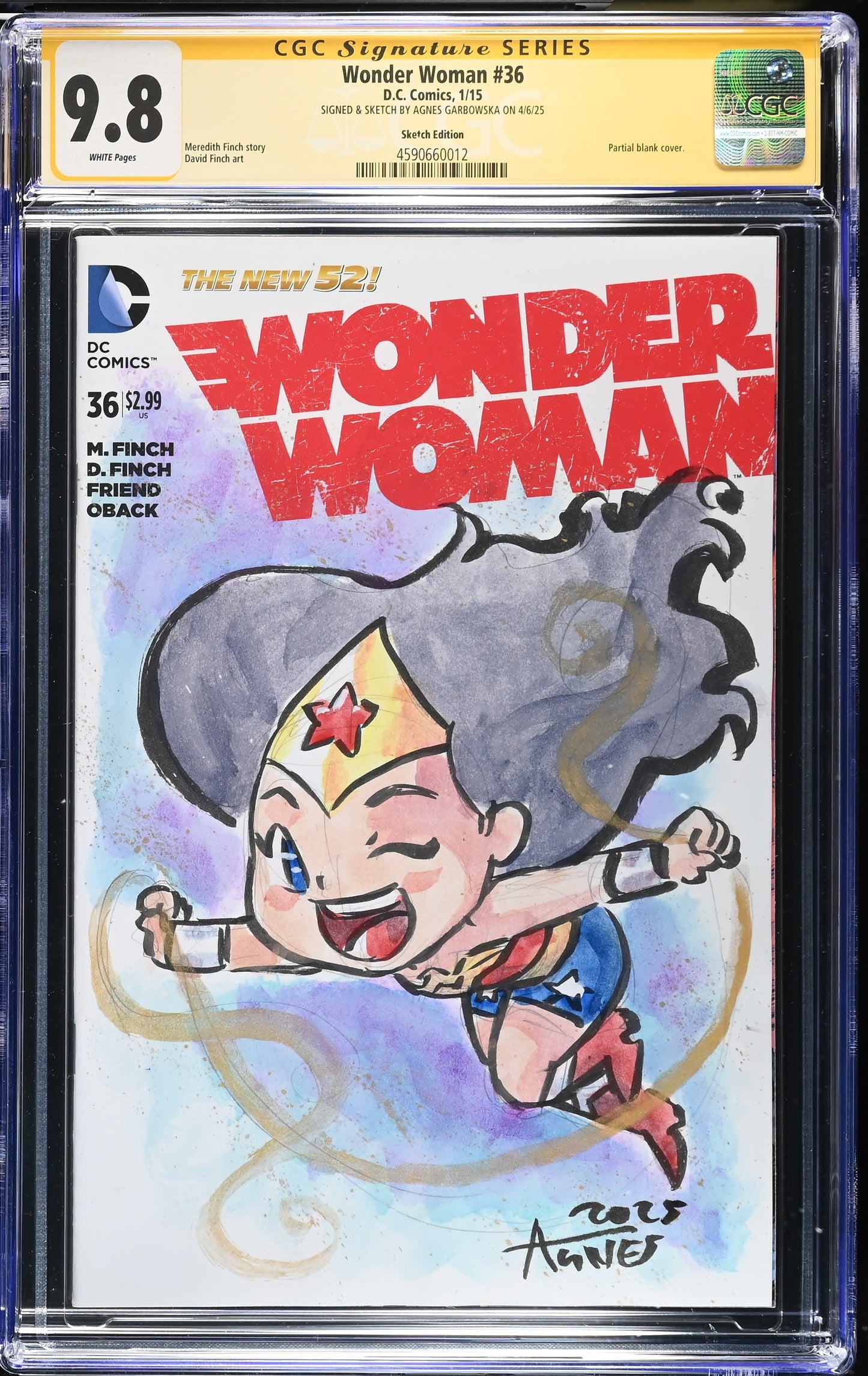 Wonder Woman #35 Blank Sketch Agnes Garbowska CGC 9.8