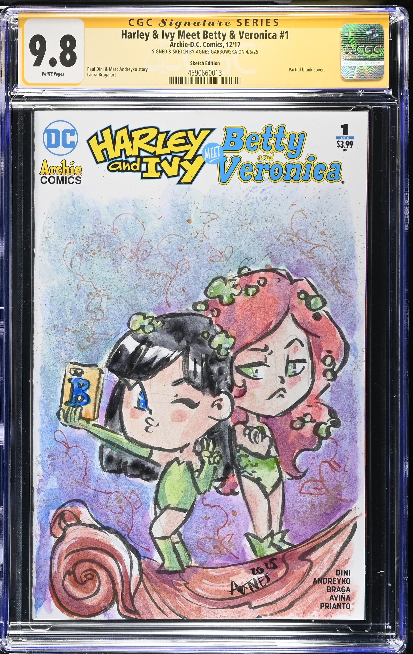 Harley & Ivy Meet Betty and Veronica #1 Blank Sketch Agnes Garbowska CGC 9.8