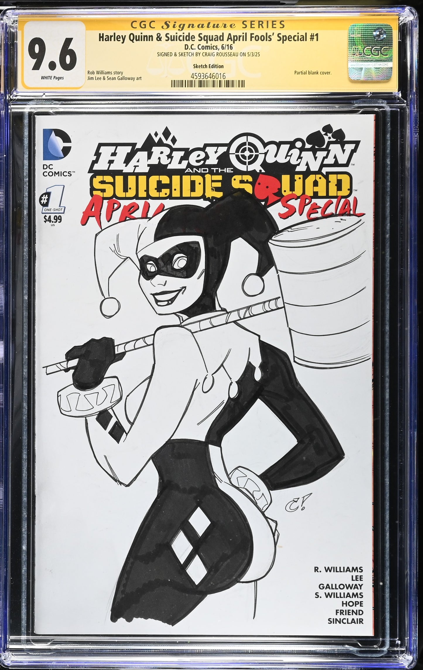 Harley Quinn & the Suicide Squad April Fools' Special #1 Craig Rousseau Harley Sketch CGC 9.6