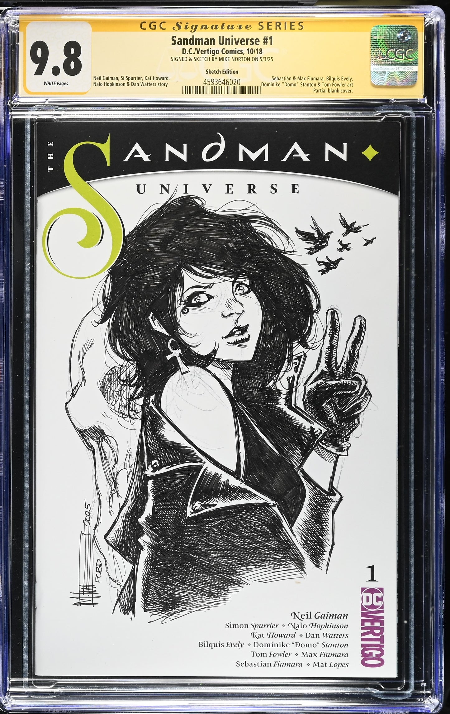 Sandman Universe #1 Mike Norton Death Sketch CGC 9.8