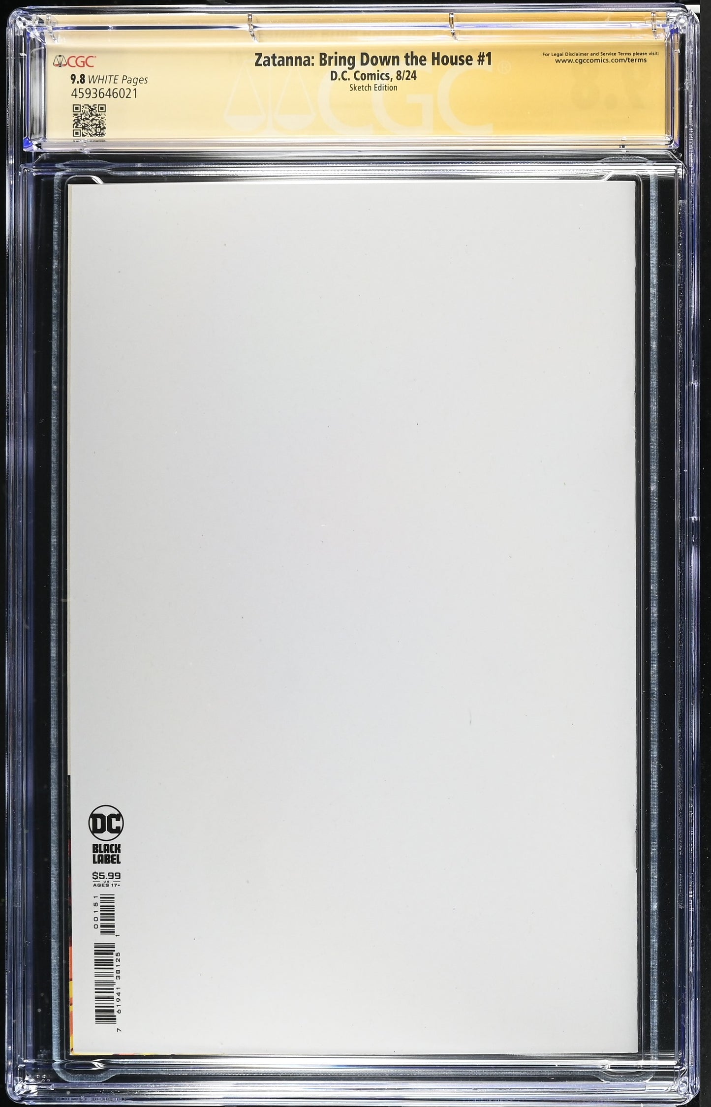 Zatanna: Bring Down the House #1 Mike Norton Sketch CGC 9.8