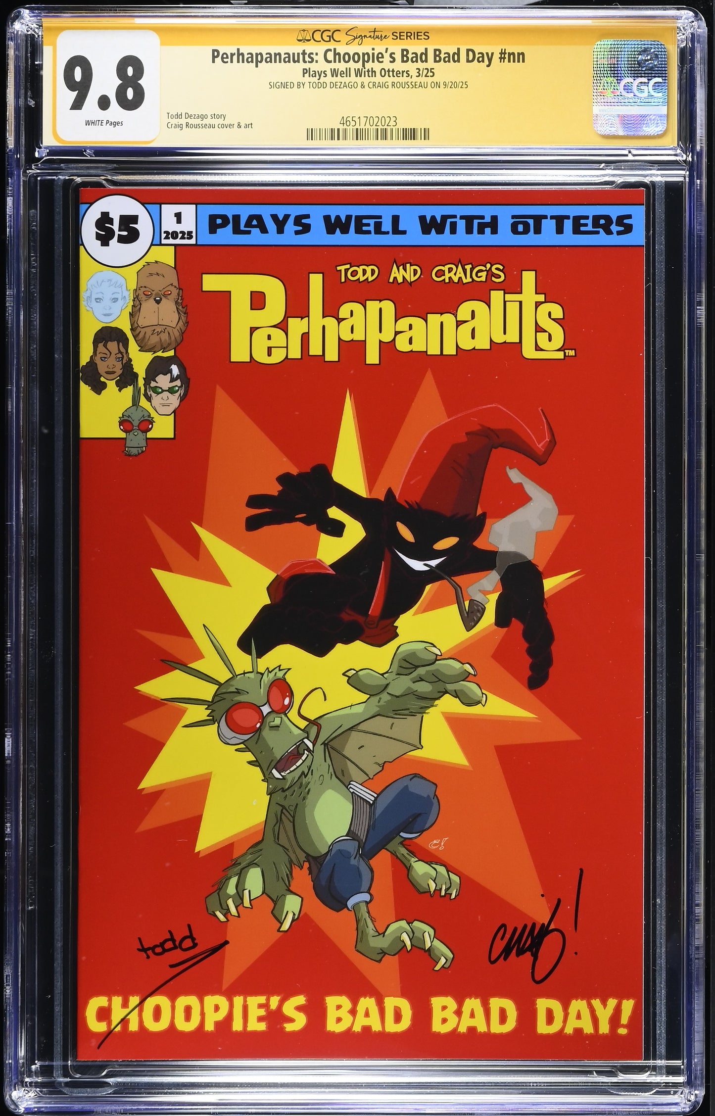 Perhapanauts: Choopie's Bad Bad Day CGC 9.8 SS Signed by Todd Dezago & Craig Rousseau